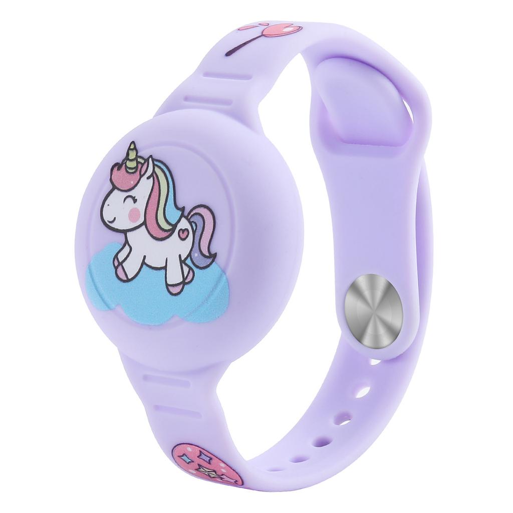 Silicone Wristband For Airtag Locator On The Hand For A Child - Purple Unicorn