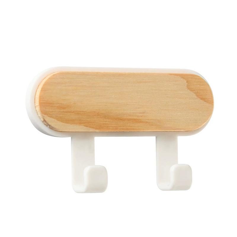 1Pc Self Adhesive Door Wall Hangers Hooks Abs Wood Hat Racks Key Hanger Kitchen Bathroom Home Wall Organizer Ornaments
