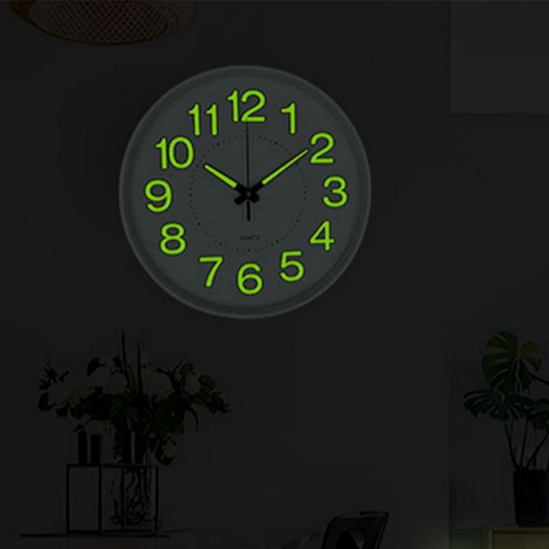 1 Pcs Luminous Wall Clock Light In Dark Night Digital Quartz Movement Bedrooms Living Room Study Loudspeaker Mute Clock For Home