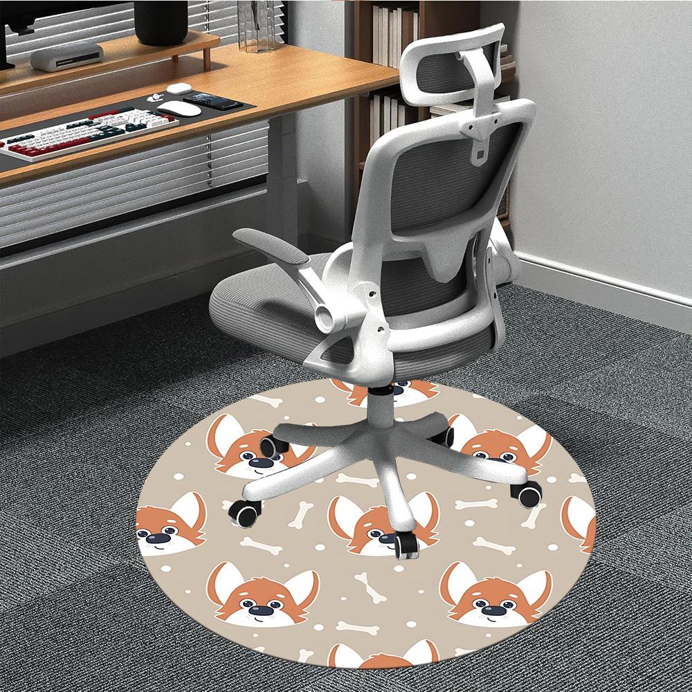 

1pc Corgi pattern Chair Carpet for Office Non-Slip, Machine Washable Rug for Office, Room - Polyester, Machine Made yy251029179 80cm by 80cm
