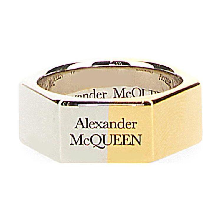 Alexander McQueen Nut Shaped Brass Ring Men rings Gold Silver 663693IAG2Z1496 21 IT,Gold/Silver