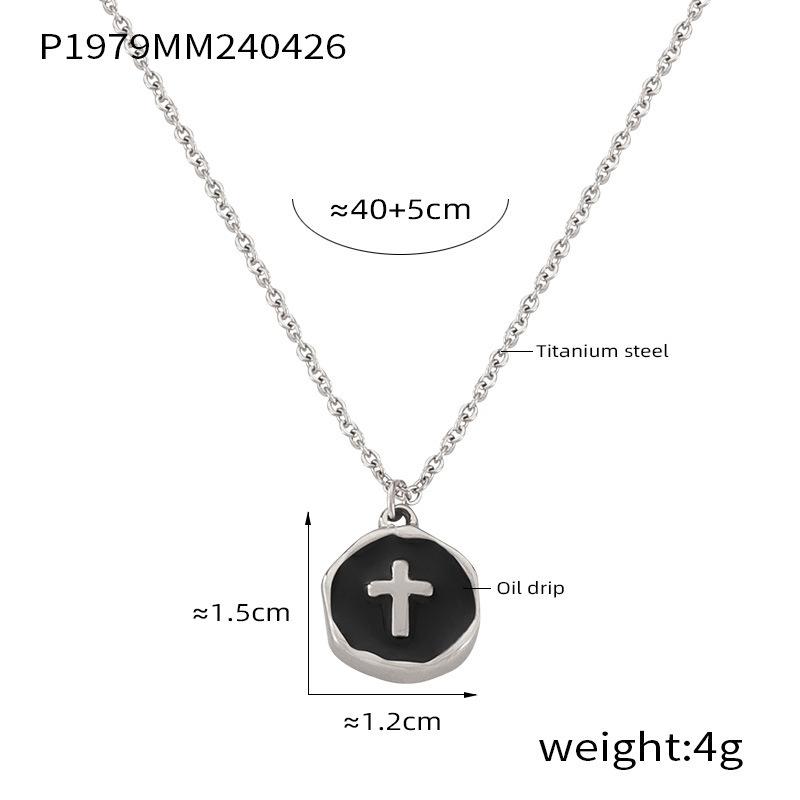 Peach Heart Flow Su Pendant Necklace Niche Personality Design Cross Titanium Steel Jewelry Set Women