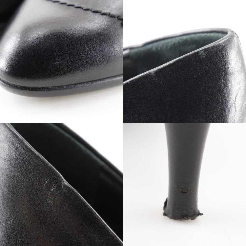 LOUIS VUITTON Monogram flower pumps Round toe black leather flour Women Used