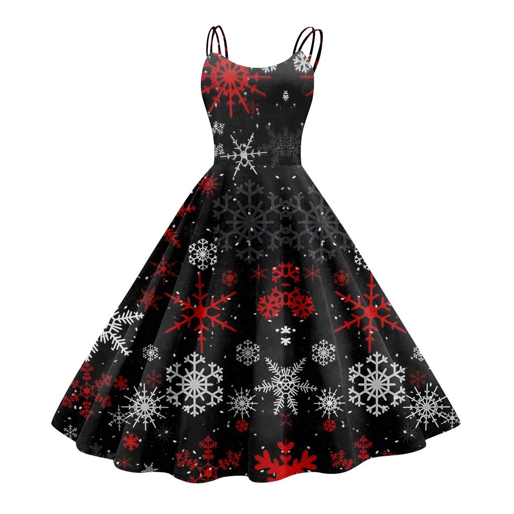 Damenmode Sexy trägerloses Gothic Cocktailkleid mit Weihnachtsgrafik, bedruckt, Vintage, lange Kleider
