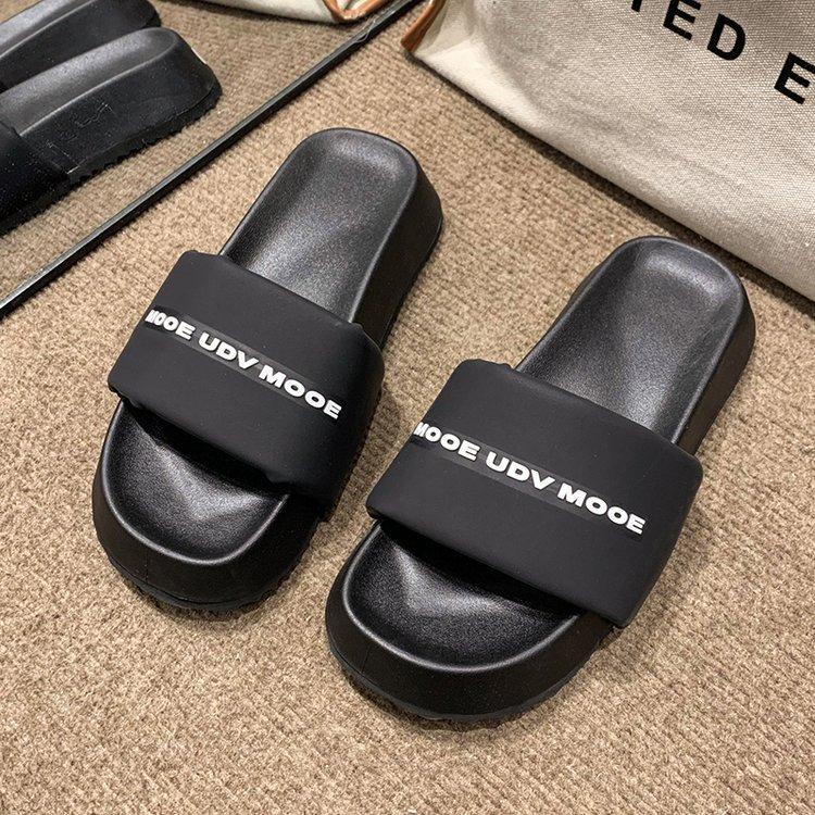 

Thick-bottomed heightening and cool slippers for women s outer wear 2025 summer new Korean version small and thin outer wear non-slip one-word slippe 35 чёрный