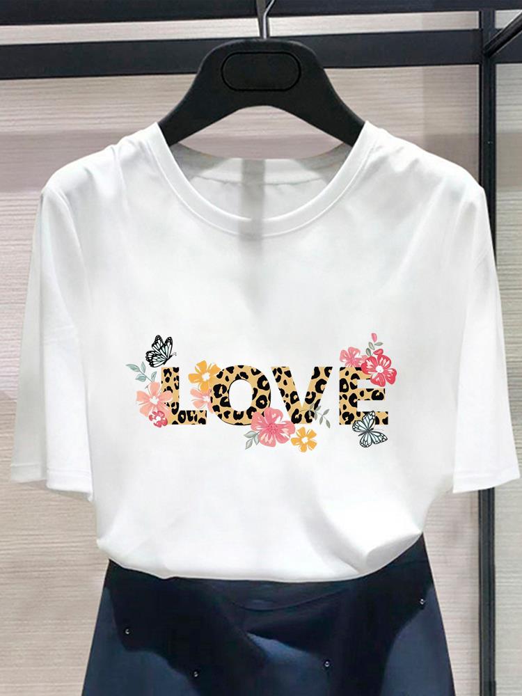 (Asian Size) cute letter 90s T shirt Print Women's Top O-neck Short Sleeve T-shirts Fashion Female Casual Clothing Graphic Tee