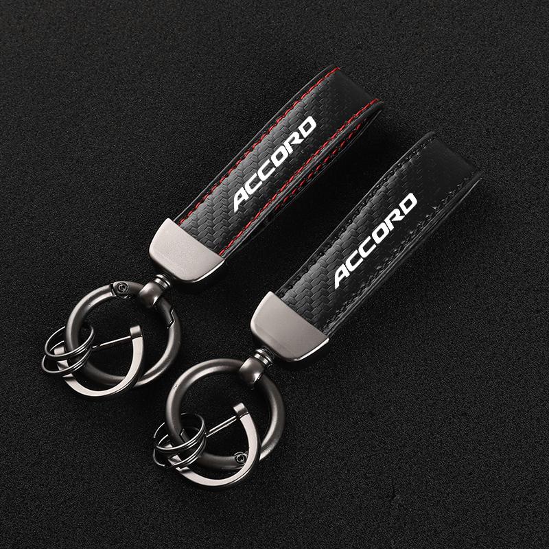 AAALW1 Leather car keychain Horseshoe Buckle Jewelry for Honda Accord 10 9 8 7 2003 -- 2011 Car accessories