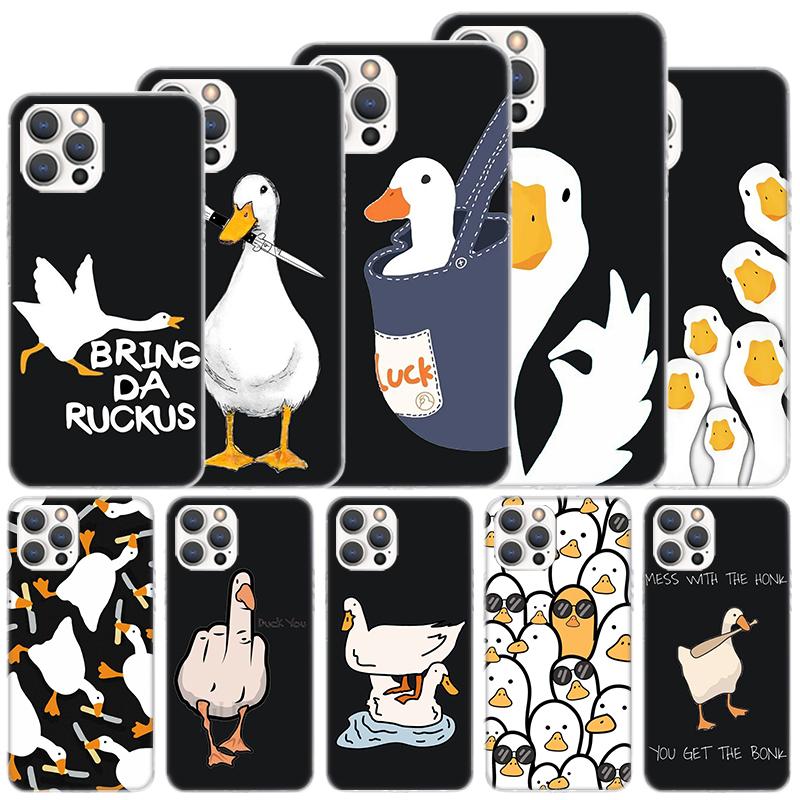Cartoon Duck Goose Game Soft Case For iPhone 16 17 Air 16E 15 Plus 11 12 13 Mini 14 Pro Max Phone Cover Apple 7 8 SE Coque Funda
