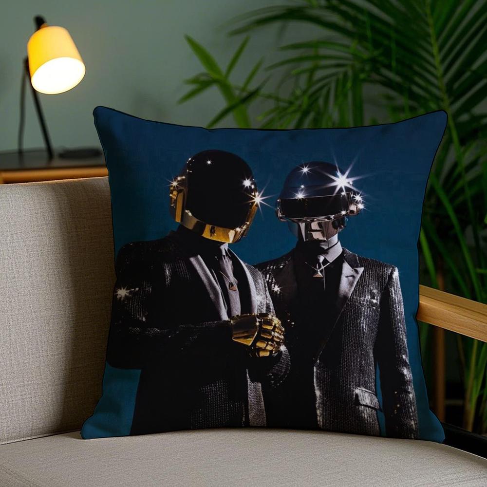 Band D-Daft Punk Cushion Cover Soft Short Plush Double-Sided Printing Home Decor Machine Washable Pillow Case Gift