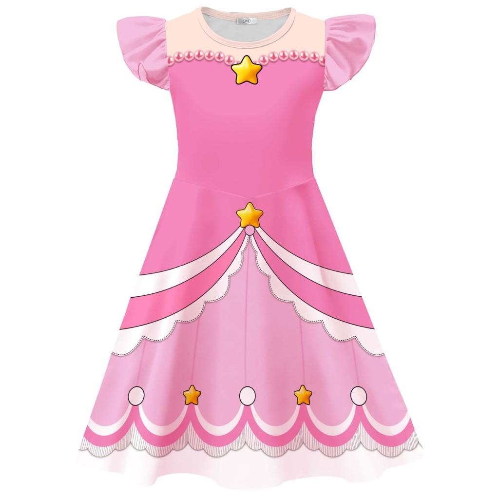 26273 Kids Girls Lily Lovebraids Stars Printed Pink Dress Pants Bag Set Halloween Cosplay Costumes