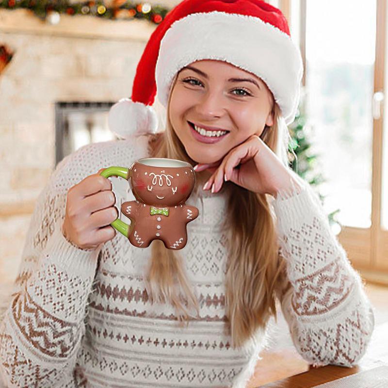280ml Lebkuchenmann Weihnachtsbecher 3D Lebkuchenmann Keramiktasse Milch Kaffee Wasserbecher KawaiiWeihnachtsbecher