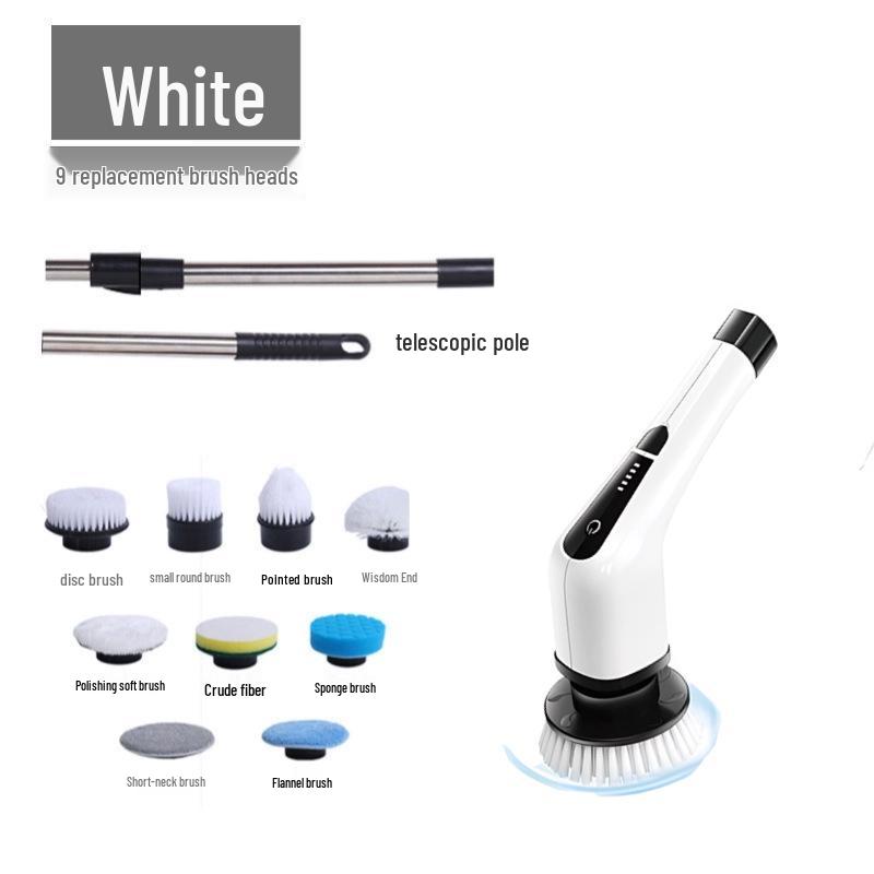 7-in-1 Cordless Electric Spin Scrubber with Retractable Long Handle.