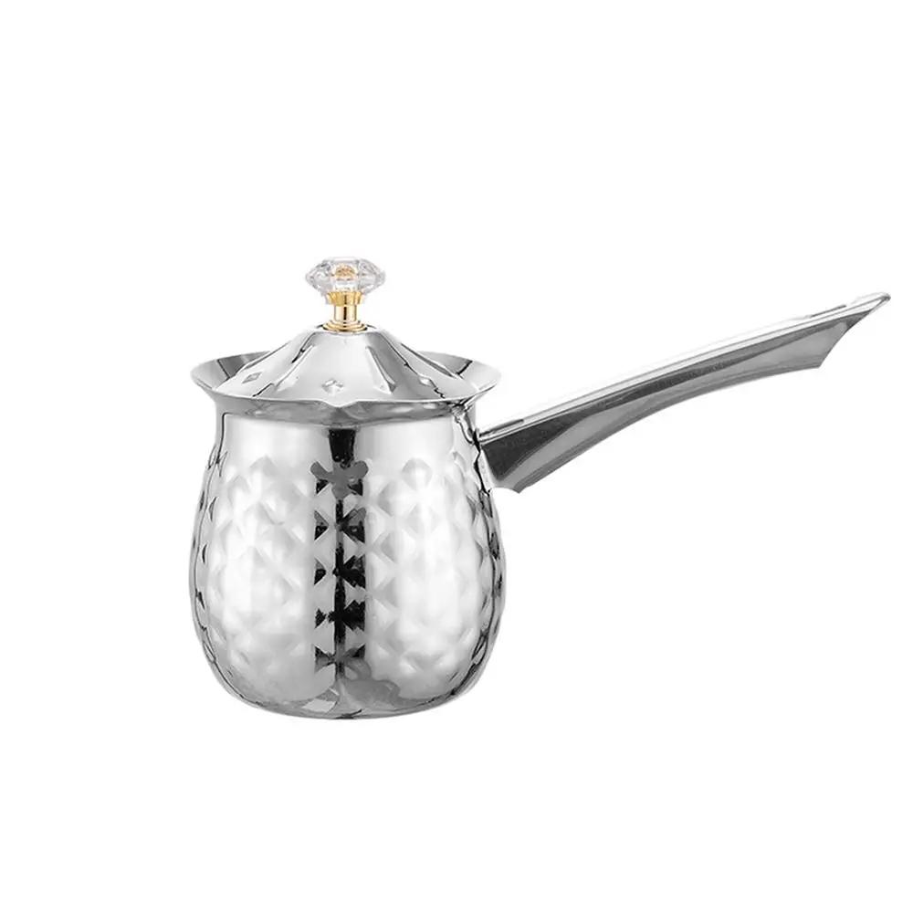 Versatile Handcrafted Turkish Coffee Pot Handle Stable Melting Jug Stainless Steel Lid Heating Pot Household
