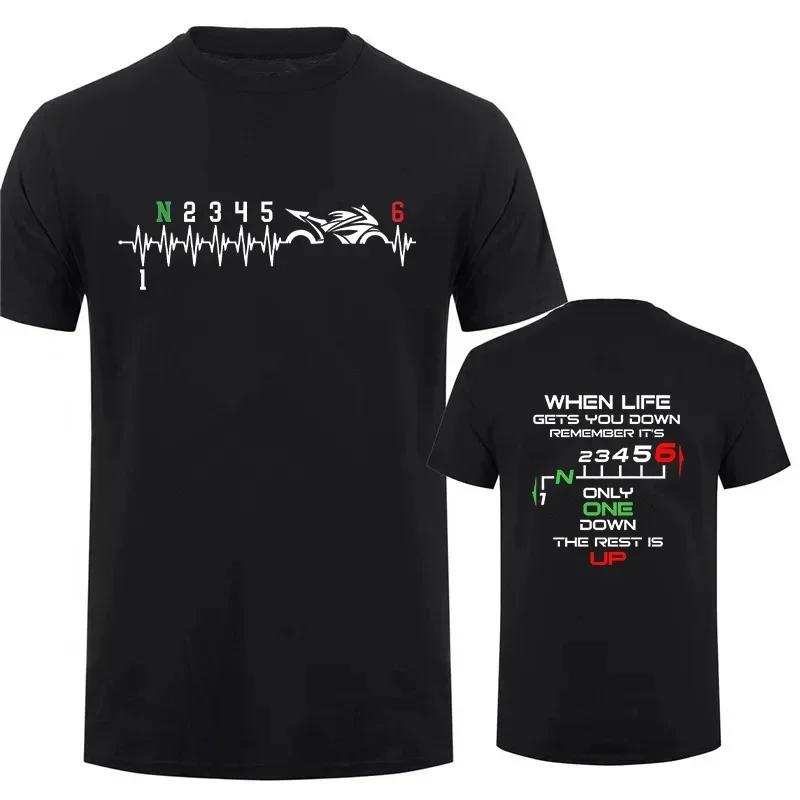 Summer Fashion Men s T Shirt 1N23456 Motorcycle Gear Biker Heartbeat Print Men T-Shirts Oversized Men Tshirt Graphic T Shirt S
