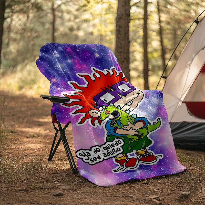1pc Rugrats In Paris3 Theme Blanket - Digital Print, Polyester, Cozy for All Seasons, Perfect for Outdoor, Camping, and Travel