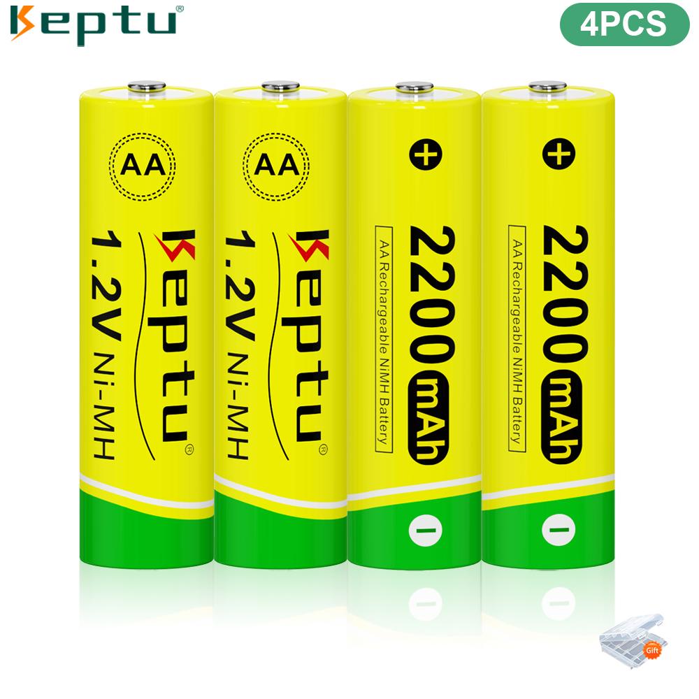 KEPTU 1.2V AA Аккумуляторы 2200mAh Ni-MH 100% Оригинал Высокая Емкость Ток AA Аккумулятор Перезаряжаемый для Камеры Игрушек Ktv