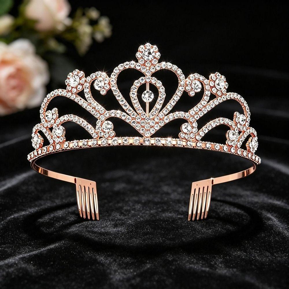 Crystal King Crown Alloy Queen Crown Headpiece Luxurious Birthday Tiara  Birthday Celebration