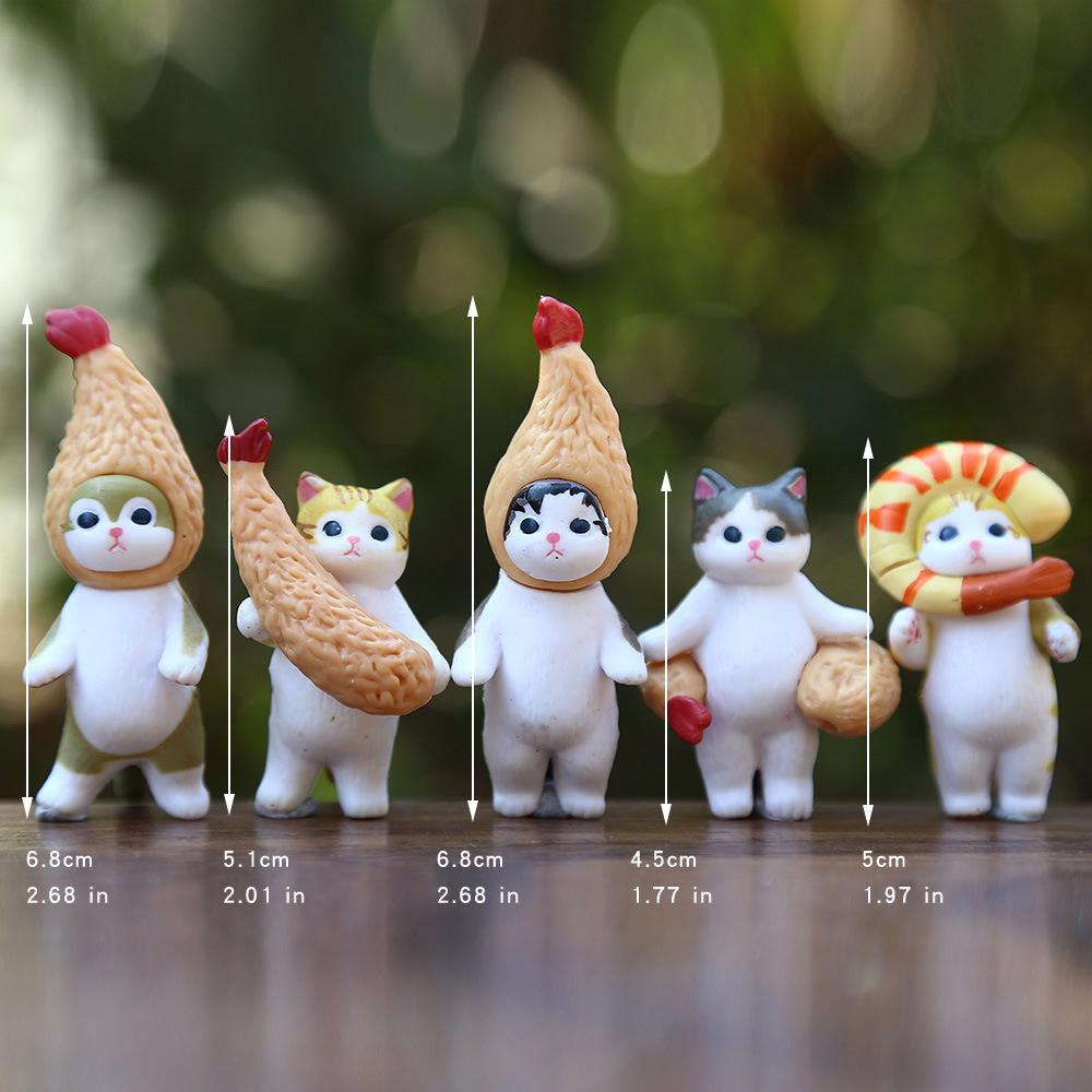 Trendy Play Food Cat Plush Doll Blind Box: Fried Shrimp & Shark Cat Figurine Desktop Ornament