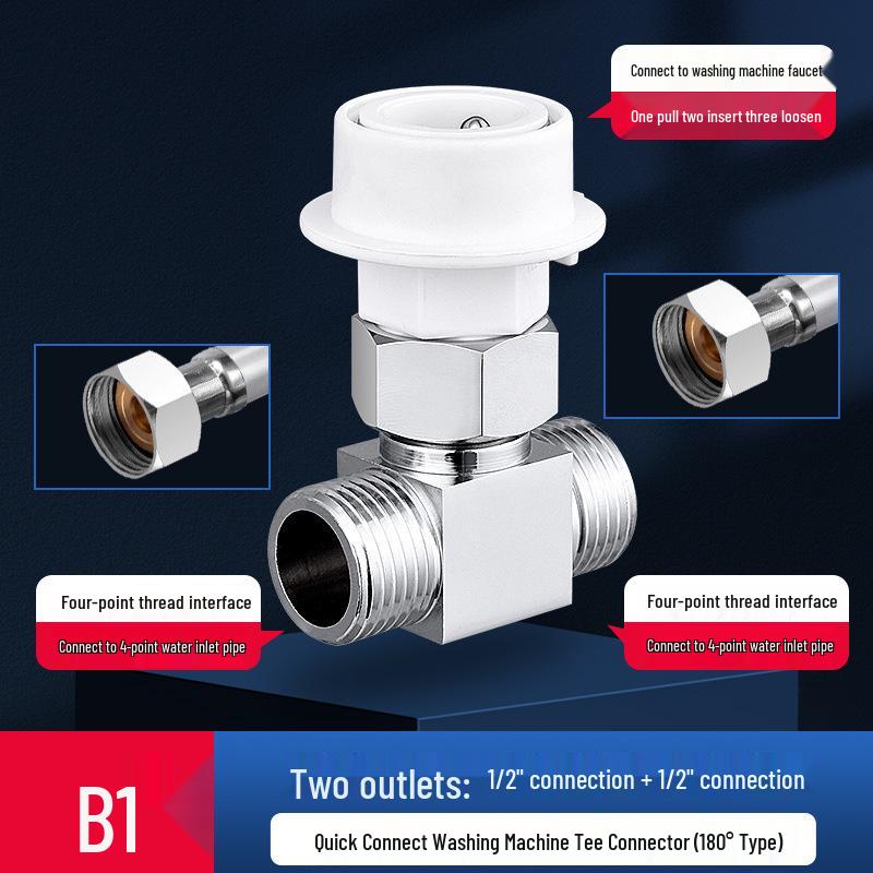 Dual Outlet Washing Machine Faucet Splitter Valve