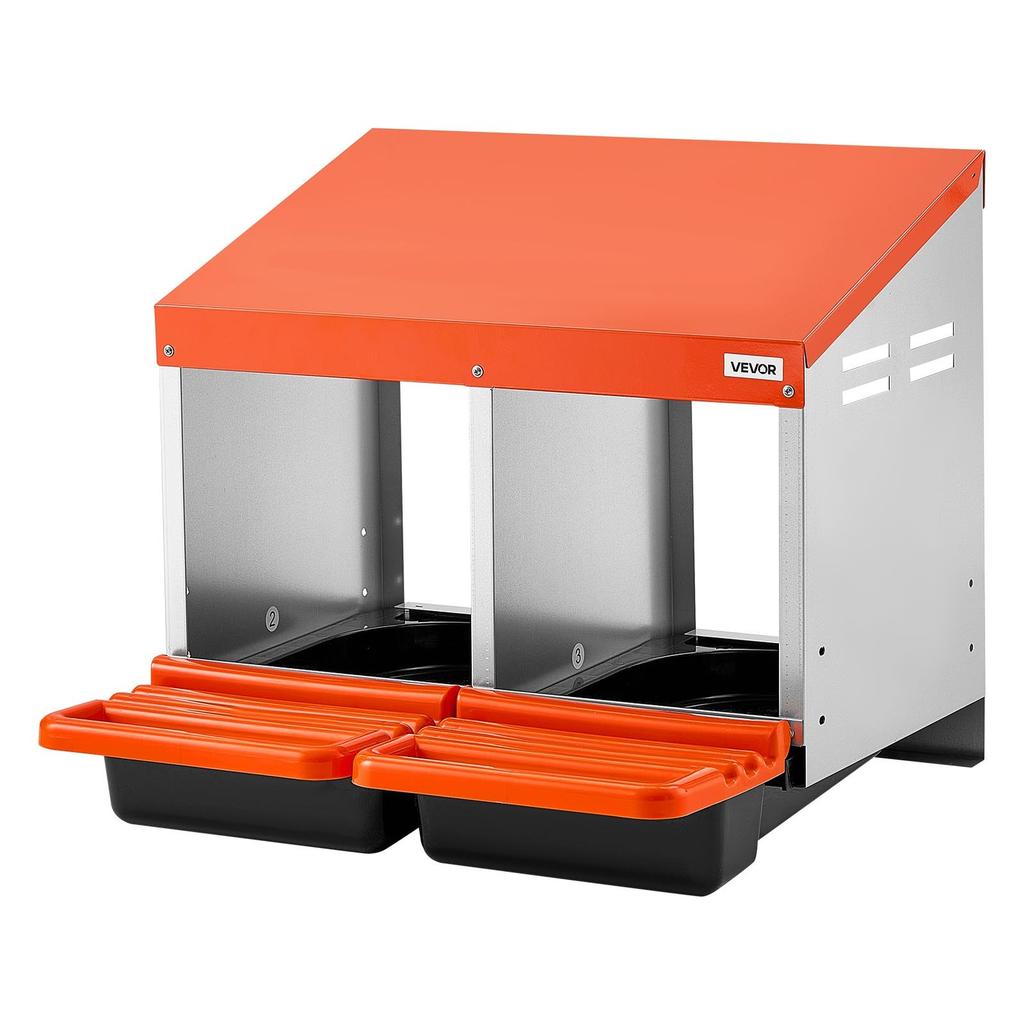 Chicken Nesting Boxes, 2 Compartments, Easy Egg Collection, Wall Mount, Easy to Assemble, Galvanized Steel and High-Strength Plastic, Roll Away