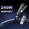 240W Fast Charging Type C & USB 65W 2 In 1 Braided Cable With Invisible Bracket For Phones Tablets Laptops Gaming