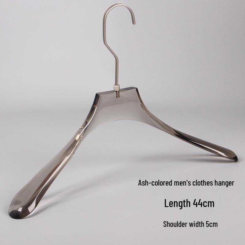 Smoky Gray Transparent Acrylic Men's Clothing Hanger with Custom Store Logo for Pants