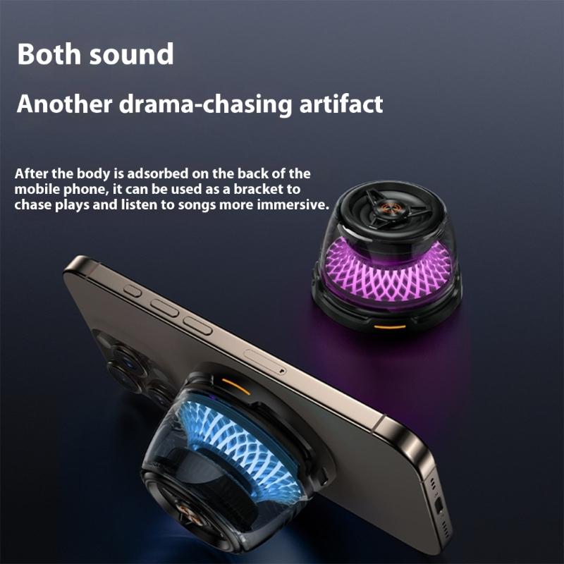 15W Magnetic Wireless Charger with LED Mood Light and Bluetooth-compatible Speaker Function for Home Office Travel