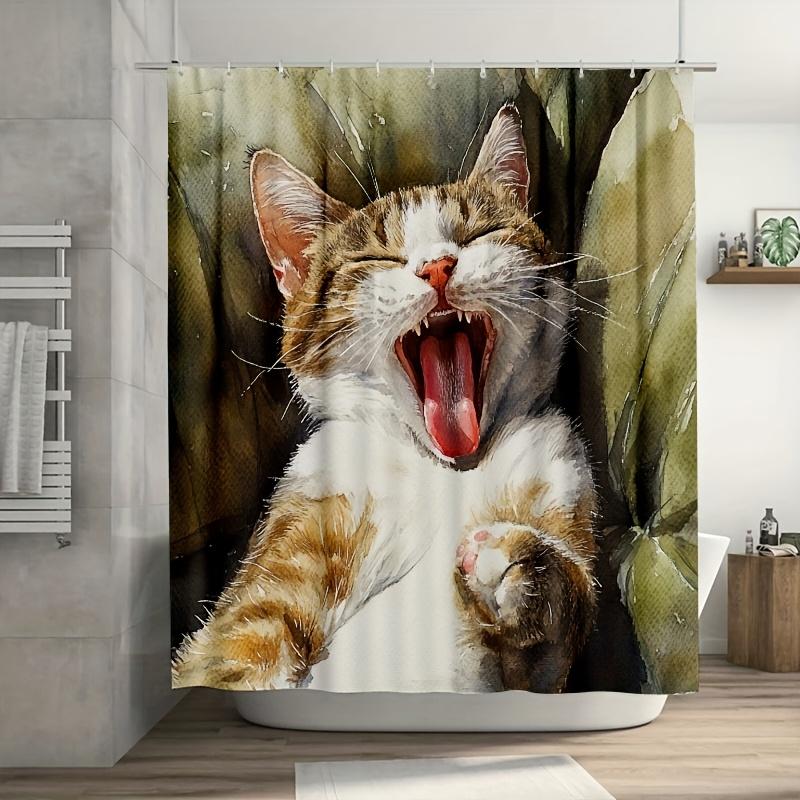 

Yawning Cat Shower Curtain - Cute Cat Nap Time, Bedroom Decoration - Comfortable And Chic Home Decor W60H190(CM)-1 Pcs