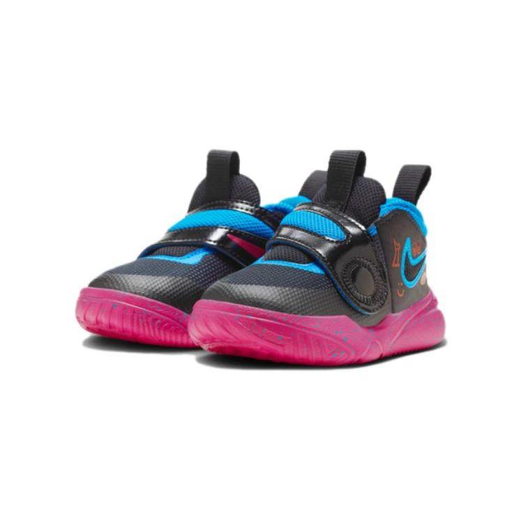 Nike Team Hustle D 11 Synthetic Leather Comfortable Versatile Shock Absorbing Durable Low Top Walking Shoes Baby Shoes Black Purple FB7573-001