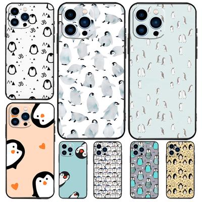 Roztomilé pouzdro Kawaii Penguin pro iPhone 15 16 14 13 12 11 Pro Max Plus X XR XS Max 12 13 Mini měkký kryt nárazníku