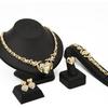 2026 Dubai 24K Heart Full Diamond Jewelry Set African Wedding Necklace Ring Earrings Bracelet Four-piece Set