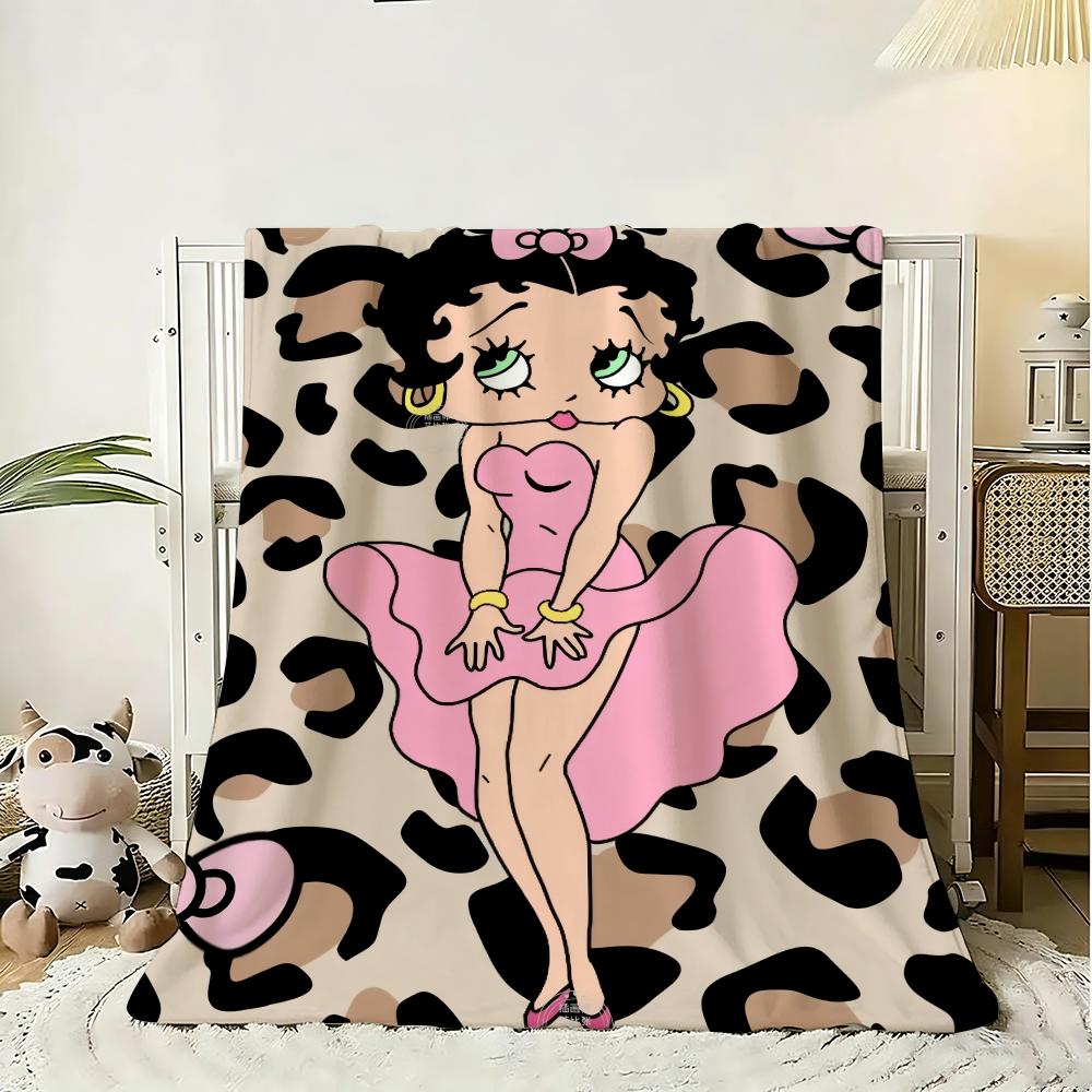 B-BeTTy-CuTe-Boop Throw Soft Flannel Throw Blanket, Lightweight Breathable Summer Nap Blanket For Sofa Home Travel Cozy Decor