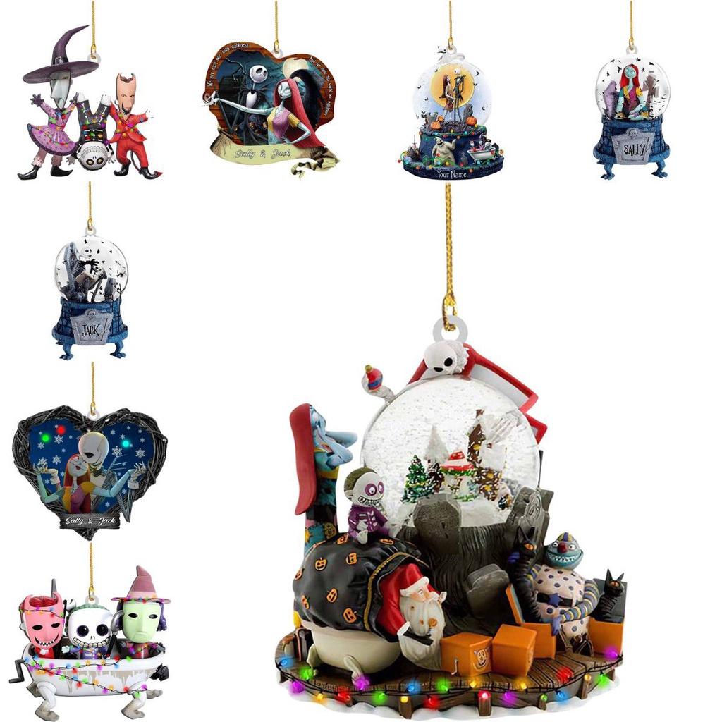 Nightmare Before Christmas Jack Sally Xmas Tree Acrylic Pendant Decoration