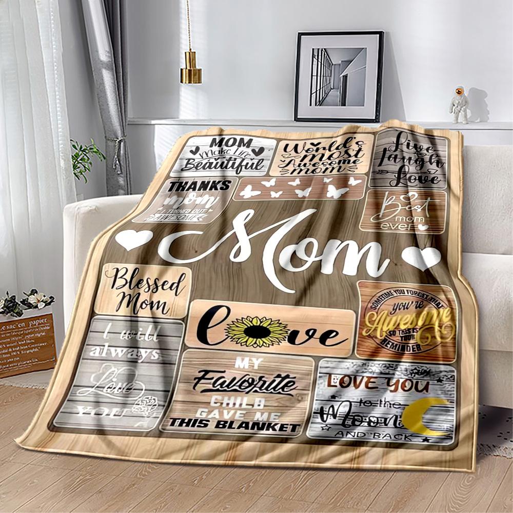 1pc Mom's Love Blanket Soft Cozy Lightweight for Travel Camping Picnics Sofa Office Bed Living Room Perfect Gift for Friends and Family
