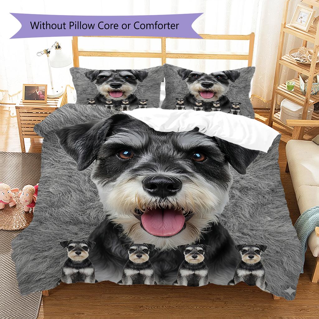 Yorkshire Terrier Sznaucer Wzór Pościel Kołdra Zestaw Poszewka na Kołdrę Poszewka na Poduszkę Dekoracja Domu Prezent (1 * poszwa na kołdrę + 2 * poszewki na poduszki, bez rdzenia)