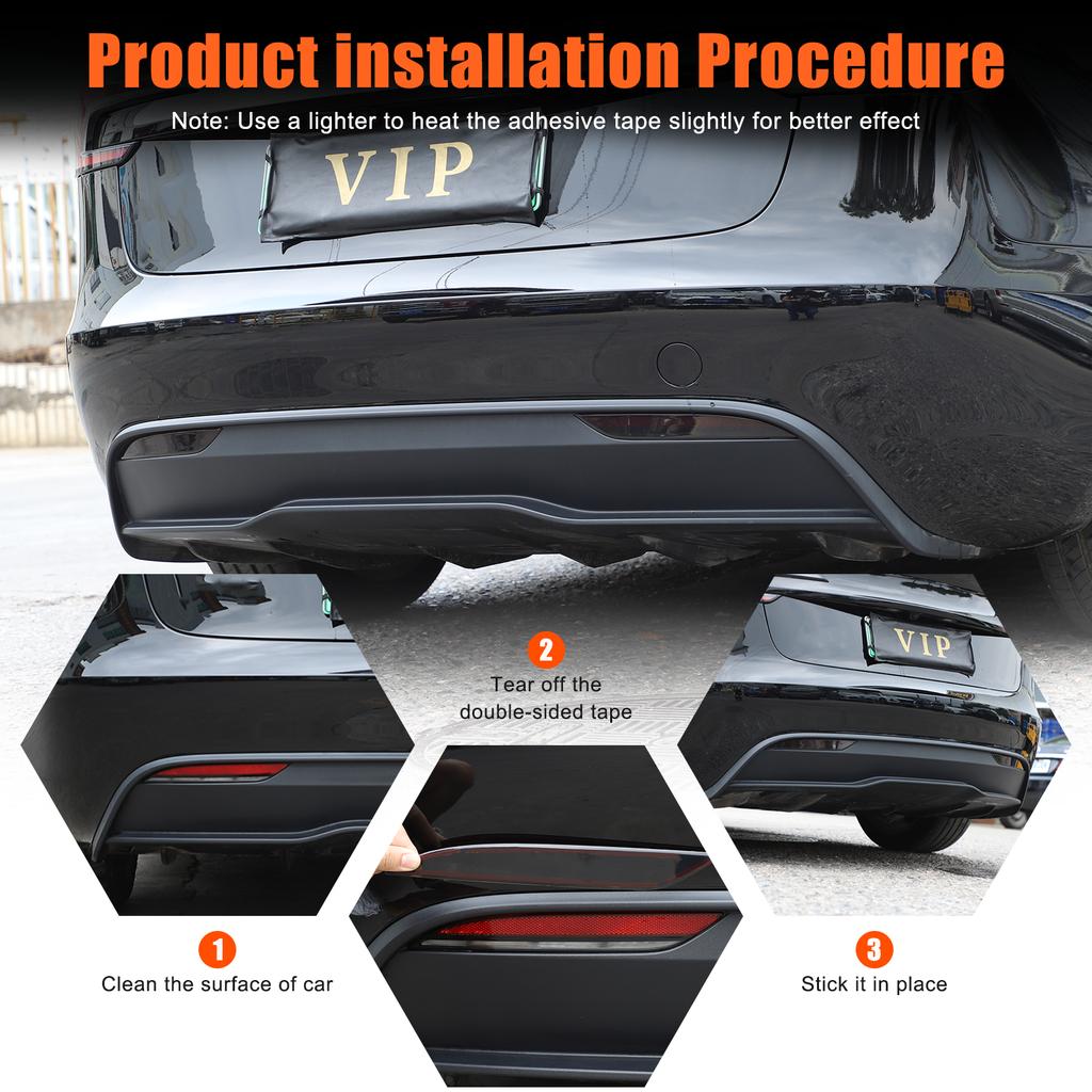 Smoked Black Rear Fog Tail Light Lamp Decor Cover Trim for Tesla Model 3 +