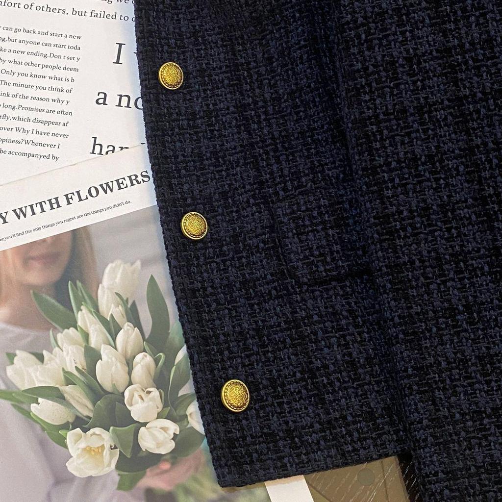2025 Autumn French Style Short Dark Blue Fragrant Wind Jacket