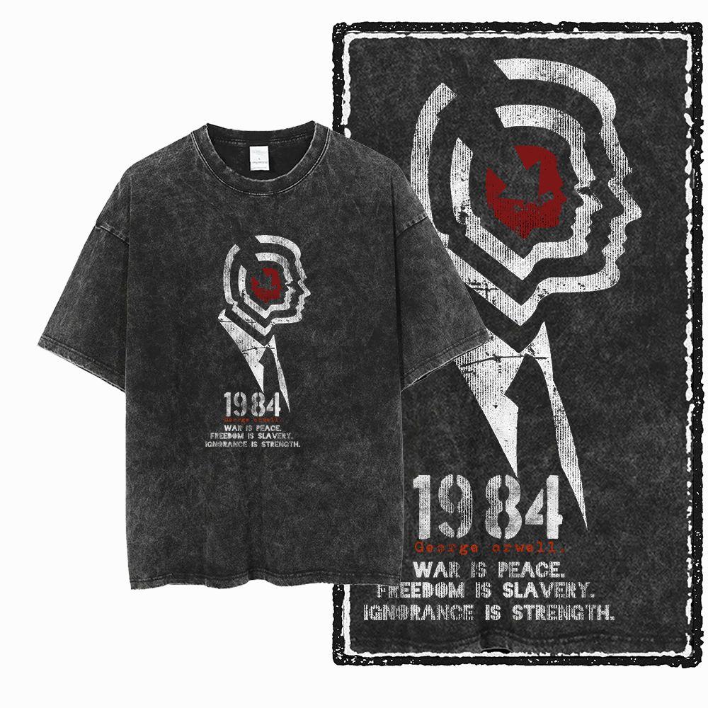 G Acid Washed Black Cotton Cool Graphic Unisex Tshirt Streetwear Big Size Vintage Oneck Unisexs Tee Tshirt