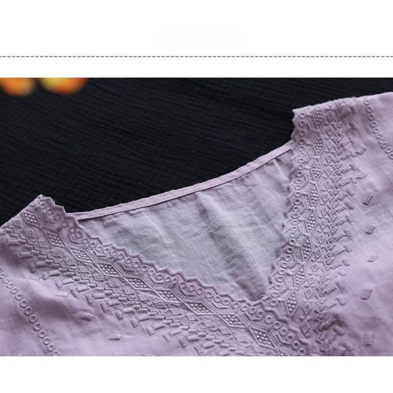 Sommer Kunst Retro Stickerei Kurzarm frauen Lose Top T-Shirts frauen