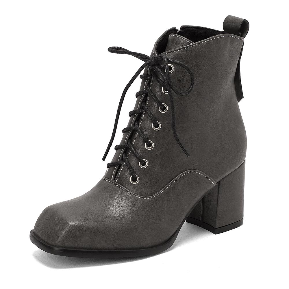 Móda 2025 Podzim Zima Módní Platforma Dámské Kotníkové Boty Šněrovací Dámské Boty Dámské Boty Dámské Zapatos de Mujer Bílá Meruňková Gra