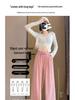 Women's Pink Ice Silk Wide-Leg Pants: Summer Thin High Waist, Straight-Leg Casual Style for Spring and Autumn