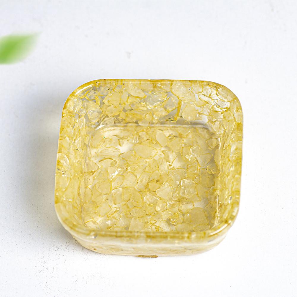Resin Geometric Dismagnetization Bowl With Natural Crystal Fill For Modern Living Room Decor