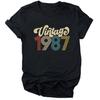 Camiseta De Aniversrio Vintage 1970 Feminina Top Grfico Preto Harajuku Festa De Aniversrio De Quarentena Streetwear Casual