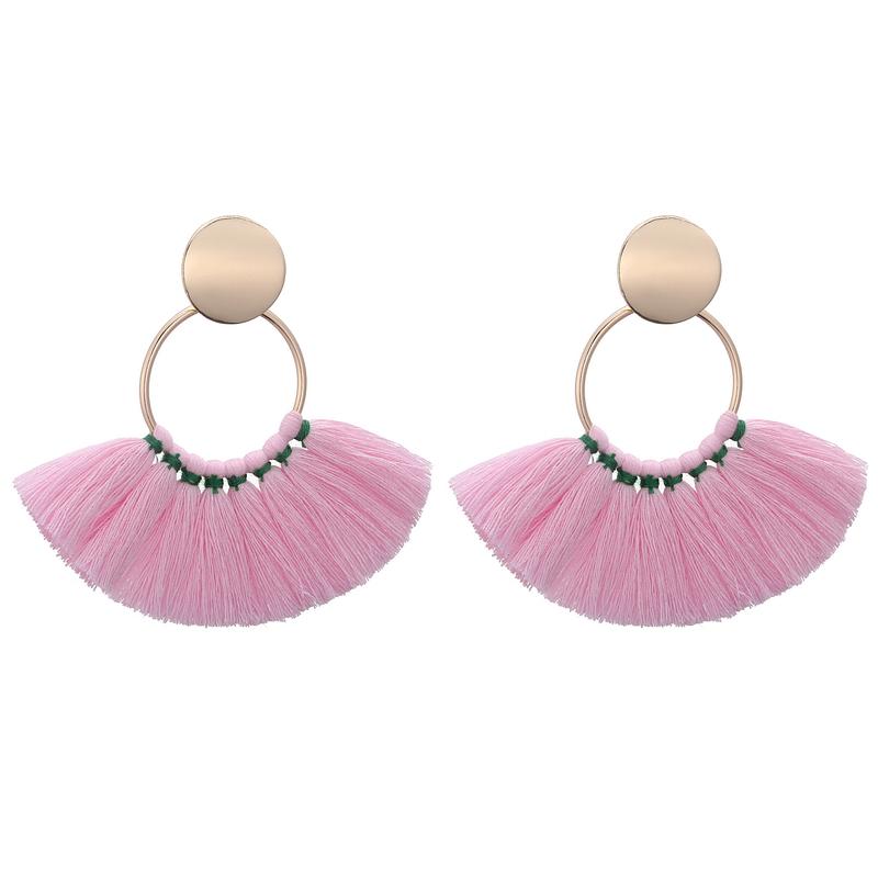 Fashion Gold Color Metal Tassel Earrings For Women Vintage Big Statement Bohemian Earrings Rope Cotton Fringe Drop Zircon Gift