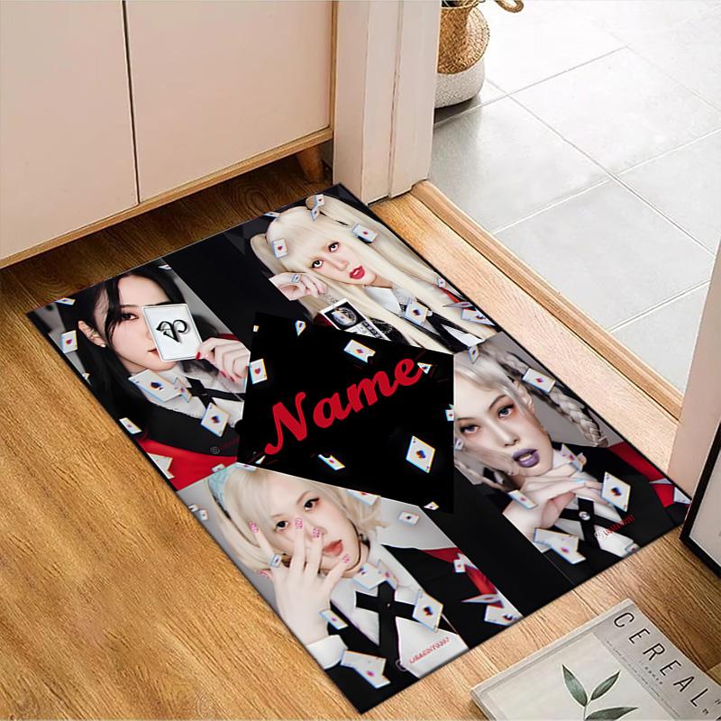 Custom Name Kpop Aesthetic Collage Rug for Living Room, Game Rooms, Office, Bedroom, Floor Mat Playful Design, fan gifts Christmas decor