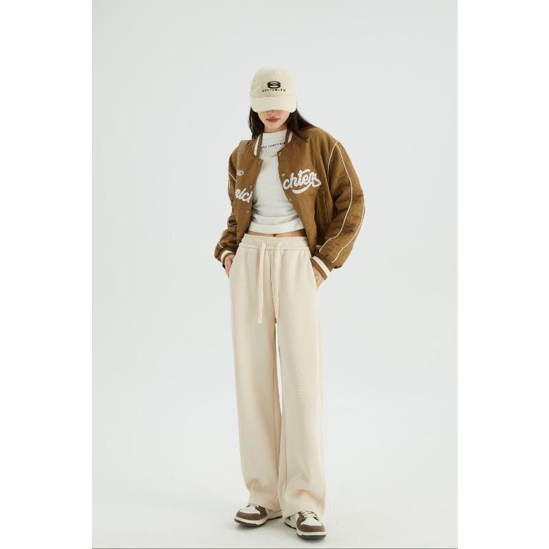 [Gram cashmere wide-leg pants] Winter women's clothing imitation cashmere thermal loose sweatpants cotton straight tube high waist and thin