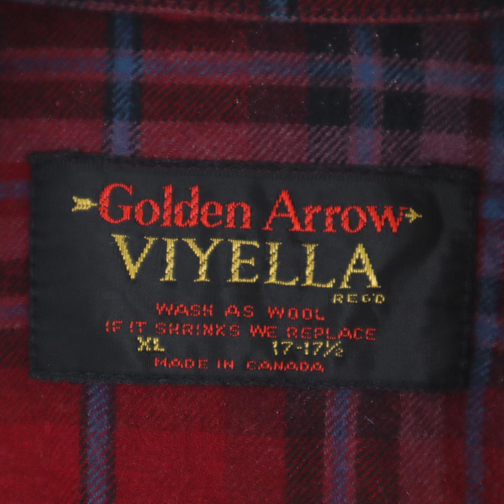 70s Vintage Wool Blend Check Pattern Long sleeve Wool shirt XL Red Men's Used