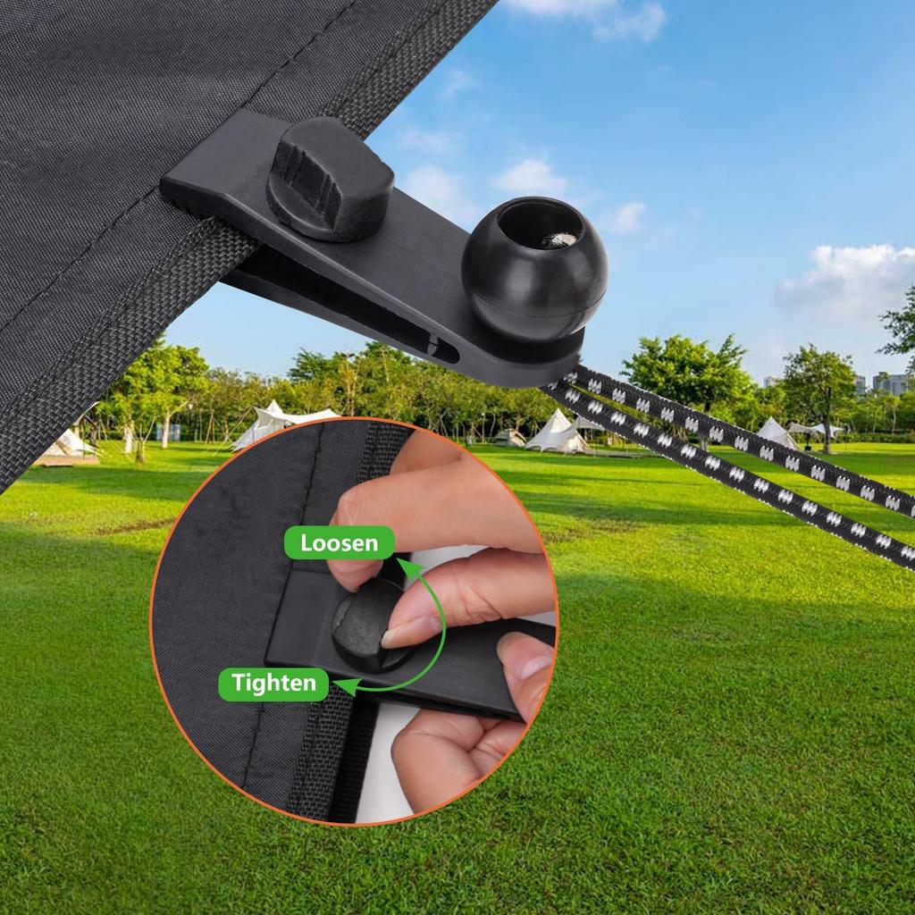 Tarp Clips Heavy Duty Lock Grip, 20 Pack Tarp Clamps Heavy Duty, Shark Tent Fastener Clips Holder, Pool Awning Cover Bungee Cord Clip, Car Cover