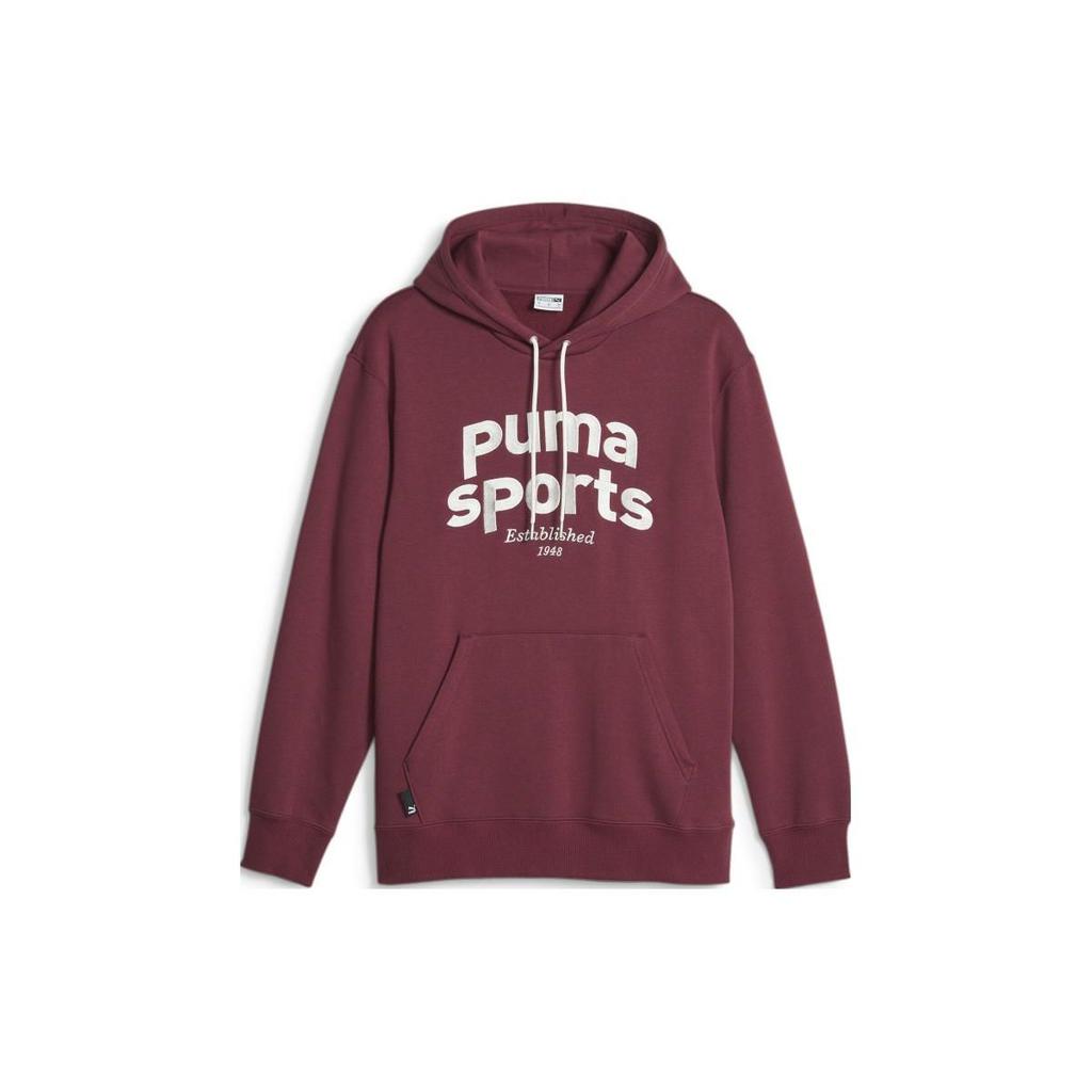 Puma Team Fleece Hoodie Letter Print Pullover Long Sleeve Vintage American Sweatshirt Men hoodies Red 625206-22
