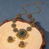 Retro Flower Chain Necklace Set for Women Crystal Tassel Earrings Necklace Bohemian Jewelry Accessories